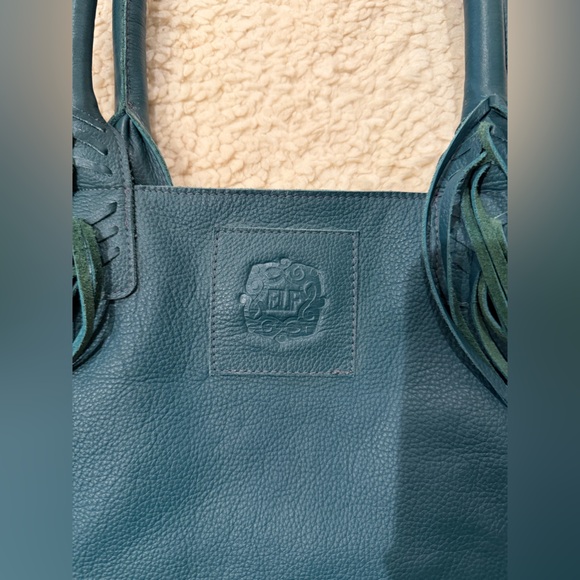 Classic Teal Fringe leather Tote Bag from Anthropologie - Picture 3 of 3
